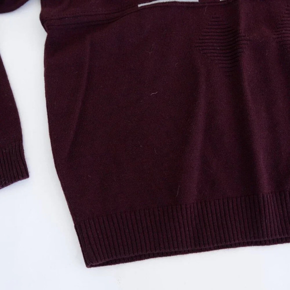 Vintage Arnold Palmer Maroon Fine Knit 30% Wool 3D Argyle  Crew Neck Sweater L - Picture 7 of 10